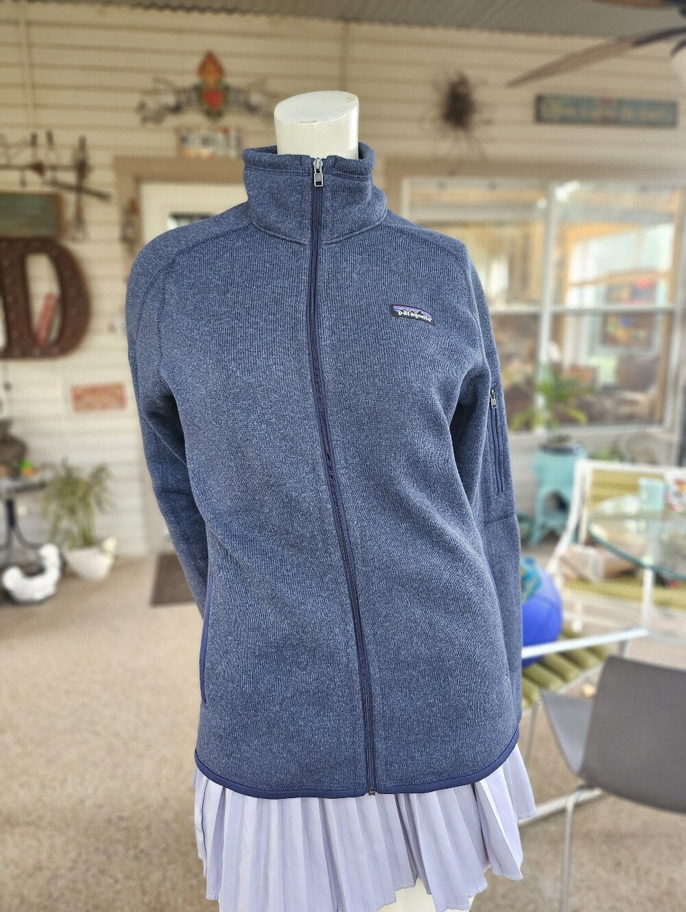Patagonia Better Sweater Blue Knit Fleece Lined Zippered Jacket Size M